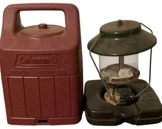 716 - Coleman Lantern w/ plastic Case - 12 x 8 x 8 (Description): Used as is electric/electronic/mechanical item. No guarantee all components, untested.