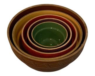 357 - Set of 5 Stoneware Mixing Bowls (Description): Largest is 6 x 11.5