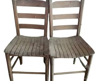 543 - 2 Primitive Chairs - 35 x 17.5 x 15