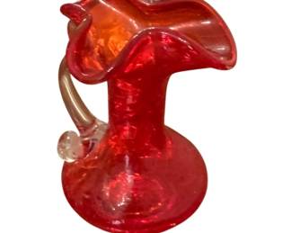 225 - Crackle Glass Mini Pitcher - 5 x 4 x 3