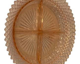 402 - Pink Depression Glass Divided Dish - 8.75" round