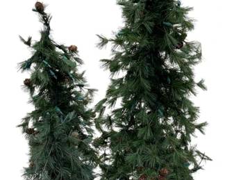 992 - 3 Artificial Christmas Trees - 2 w/ string lights (Description): Used as is electric/electronic/mechanical item. No guarantee all components, untested.