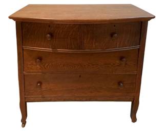 342 - Antique Oak 3-Drawer Dresser - 35.25 x 36 x 21