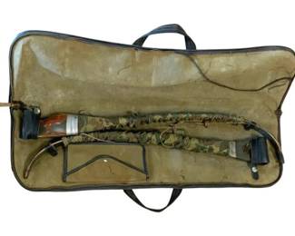 474 - Vintage Camo-Patterned Hunting Bow w/ case