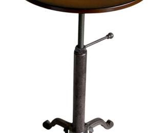 960 - Wood Round Rustic End Table (Description): 18" round, adjustable height