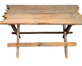 59 - Wooden Trestle Table - 18.5 x 35 x 17