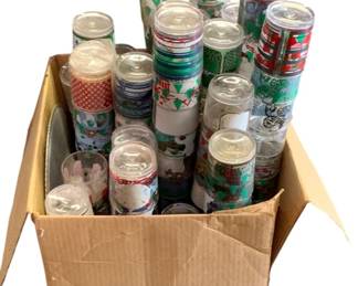 673 - Box Lot of Assorted Holiday Plastic Tumblers, 6"