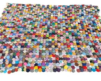 237 - Vintage Handmade Yo-Yo Quilt - 77 x 90