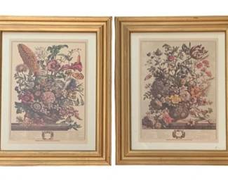210 - 2 Framed Floral Month Prints - 12 x 10
