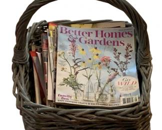 74 - Basket w/ Magazines - 14.5 x 13.5 x 13.5