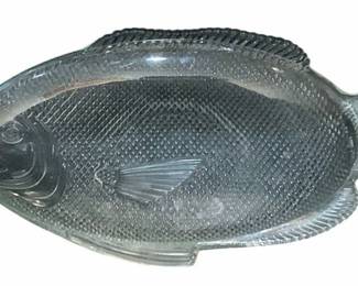 437 - Clear Glass Fish Platter - 15 x 10.25