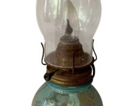 96 - Electrified Mason Jar Hurricane Lamp - 20" (Description): Used as is electric/electronic/mechanical item. No guarantee all components, untested.