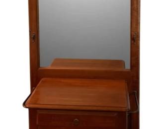 6 - Vintage Wood Hall Tree Coat Rack w/ Storage (Description): Console - 80.5 x 33.5 x 16