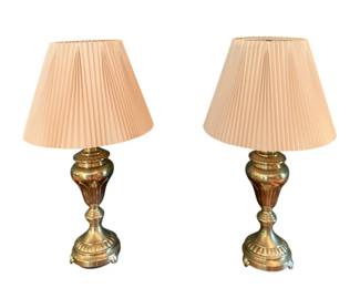 70 - 2 Vintage Lamps - 29" Tall (Description): Used as is electric/electronic/mechanical item. No guarantee all components, untested.