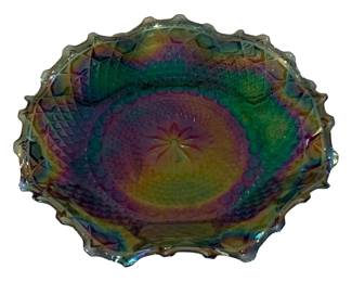 398 - Iridescent Carnival Glass Plate - 10.5" round