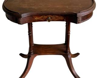961 - Vintage Mahogany Side Table w/ brass feet (Description): 27 x 26 x 18