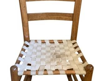 166 - Antique Wooden Ladder Back Rocking Chair (Description): 32 x 16.5 x 23