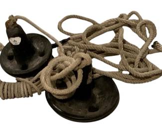 652 - Cast Iron Mushroom-Style Boat Anchors w/ rope