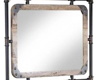 977 - Furniture of America Black & Tan Framed Mirror (Description): Mirror is in box - used a stock photo