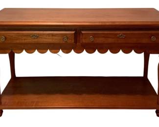 1 - Vintage Solid Cherry Wood Console Table (Description): 2 Drawer - 31 x 52 x 17