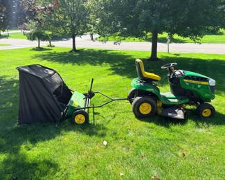 John Deere mower and lawn sweeper