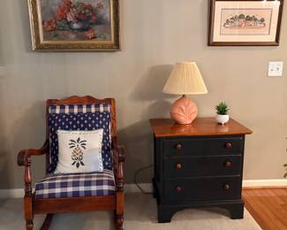 beautiful and comfortable rocking chair, custom reupholstered.