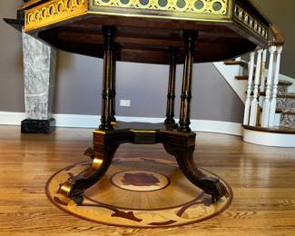 Antique provincial Octagon black and gold entry table