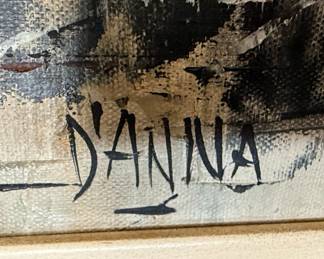 D'Anna Mid-Century Cityscape Oil Painting
