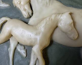 Dante Incolay Stone Mare and Foal Jewelry Box