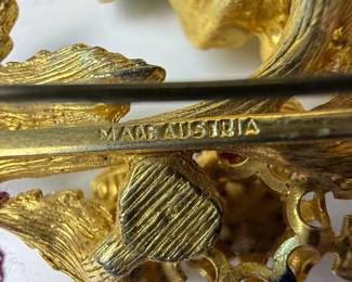 Austrian Enamel and Rhinestone Floral Style Brooch