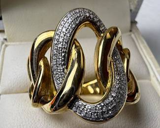 Gold-Plated Sterling Silver Cuban Link Style Ring