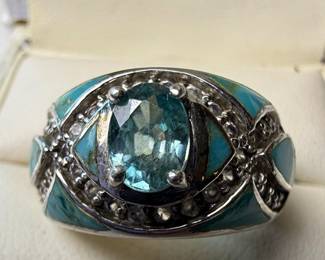 BBJ Sterling Silver and Blue Stone Ring