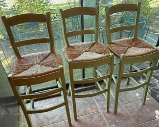 French Country Style Ladder-Back Bar Stools