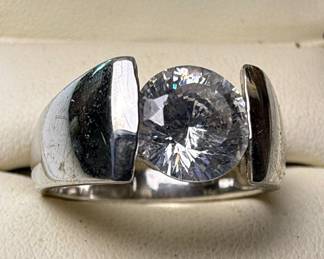 PAJ Sterling Silver CZ Tension Style Ring