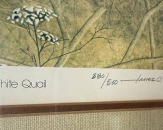 James C. Mitchell Bob White Quail Limited Edition Print