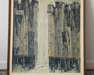 D'Anna Mid-Century Cityscape Oil Painting