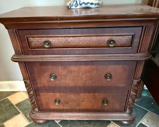Tommy Bahama Style Nightstand with Burl Wood Veneer