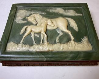 Dante Incolay Stone Mare and Foal Jewelry Box