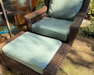 Hampton Bay Wicker Lounge Chair and Ottoman