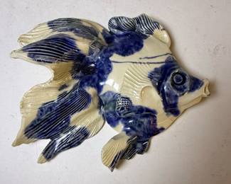 Mid-Century Studio Art Pottery Fish Wall Plaque