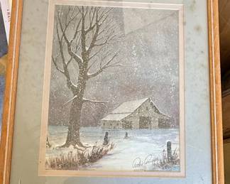 Archie Campbell Signed Winter Barn Print