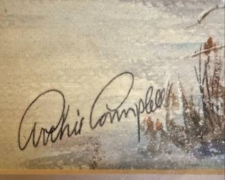 Archie Campbell Signed Winter Barn Print