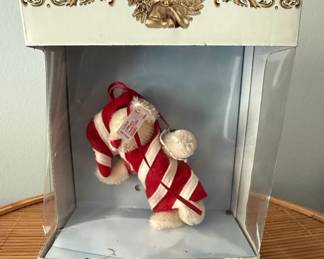 Steiff 2004 Candy Cane Teddy Bear Ornament