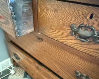 Eastlake Style Oak Three-Drawer Chest