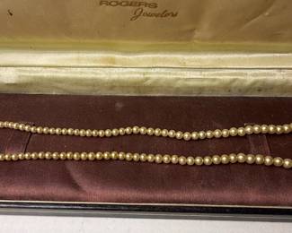Vintage Faux Pearl Necklace with Filigree Clasp