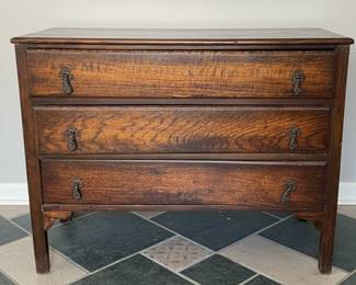 Tiger Oak Style Three-Drawer Chest