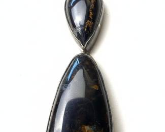 Pietersite and Obsidian Sterling Silver Pendant