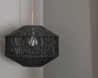 Woven Black Rattan Pendant Light