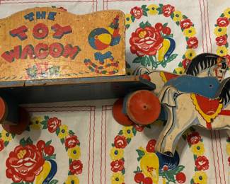 Vintage Fisher Price Wood Toy Wagon
