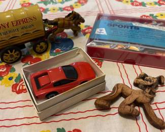 Vintage Disney Pluto, Marx Pony Express, AFX Ferrari Slot Car and Cadaco SPORTS Puzzle